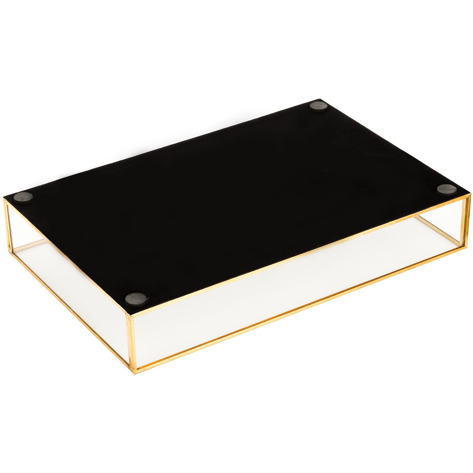 Lyellfe 2 Pack Perfume Trays, Gold Vanity Tray, Decorative Gold Mirror Tray, Non Slip Rectangular Perfume Tray, Jewelry, Bathroo